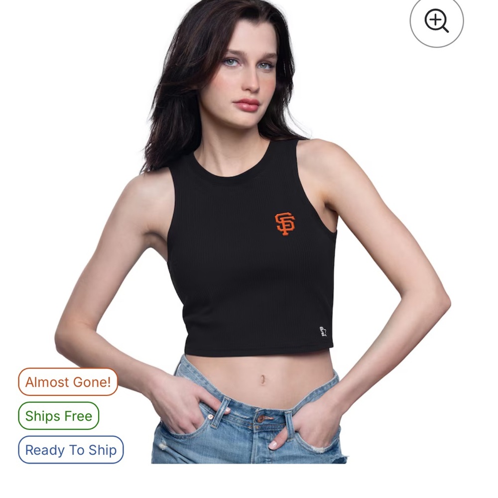STARTER Black Sleeveless Crop Tank Top